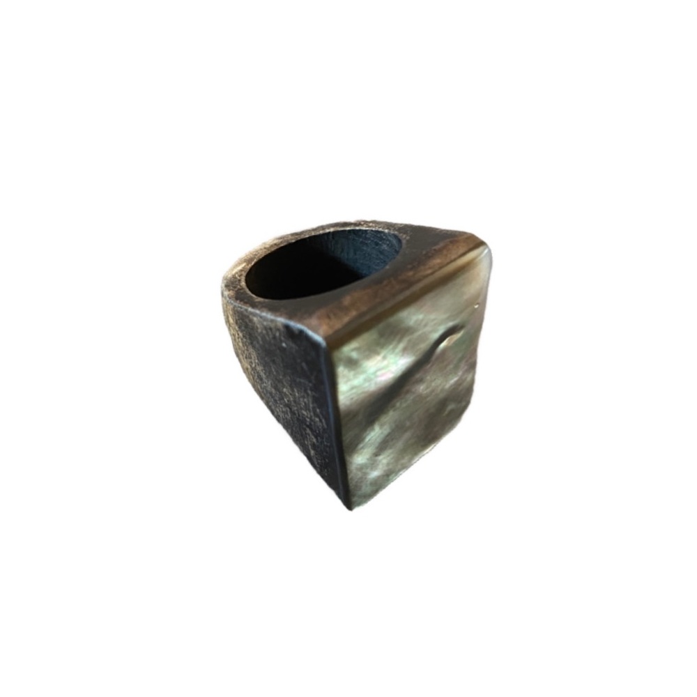 Distressed wood  and Iridescent Ring